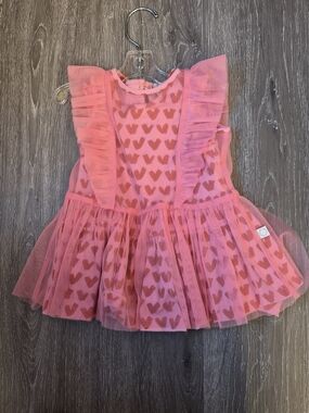 Stella McCartney Pink Heart Tulle Dress with Ruffle Straps
